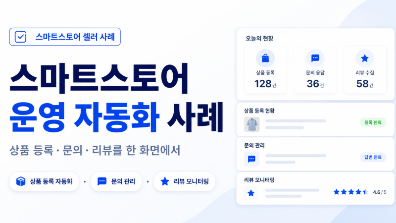 스마트스토어 운영 자동화 사례: 상품 등록·문의·리뷰 관리 시간을 줄인 셀러 대시보드