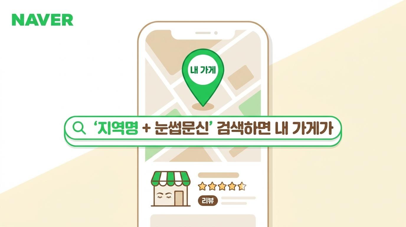 네이버에서 지역명과 눈썹문신을 검색했을 때 플레이스에 노출되는 화면 예시
