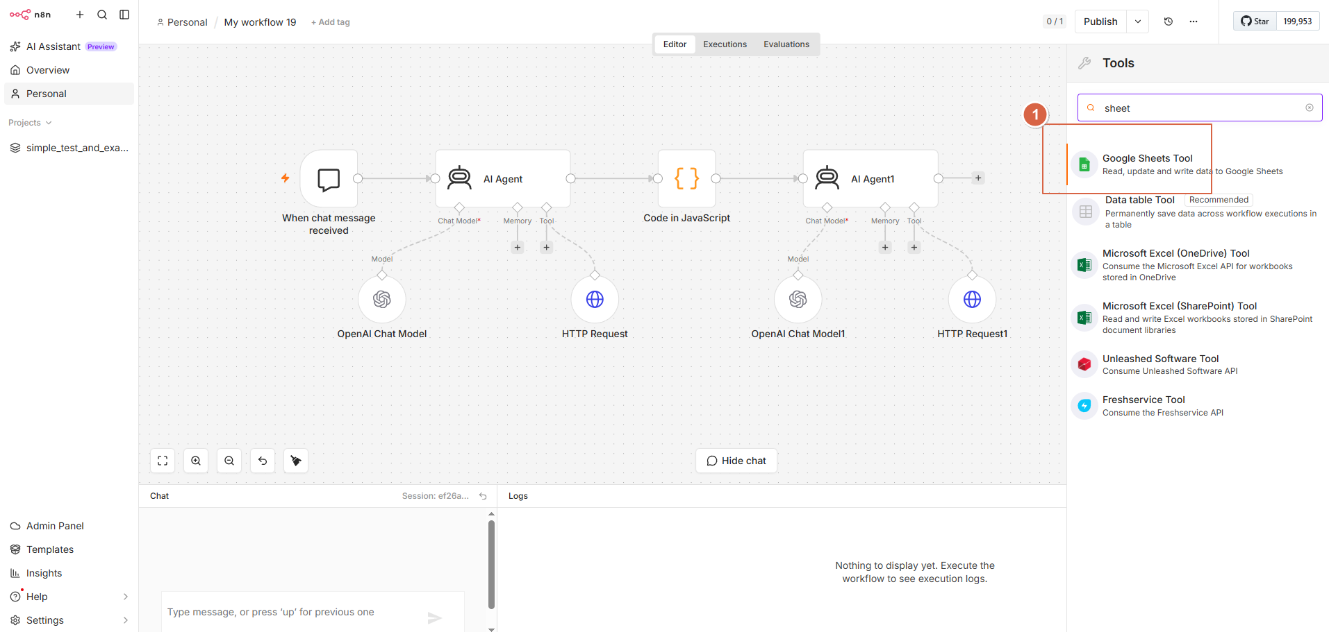 Google Sheets Tool 추가